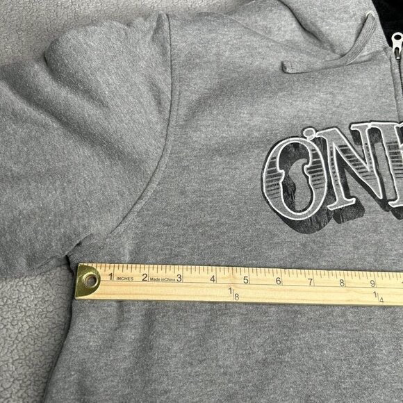 O'Neill Hoodie Mens Extra Large Y2K Gray Sherpa Lined Zip Up Jacket Spell Out - Picture 10 of 15
